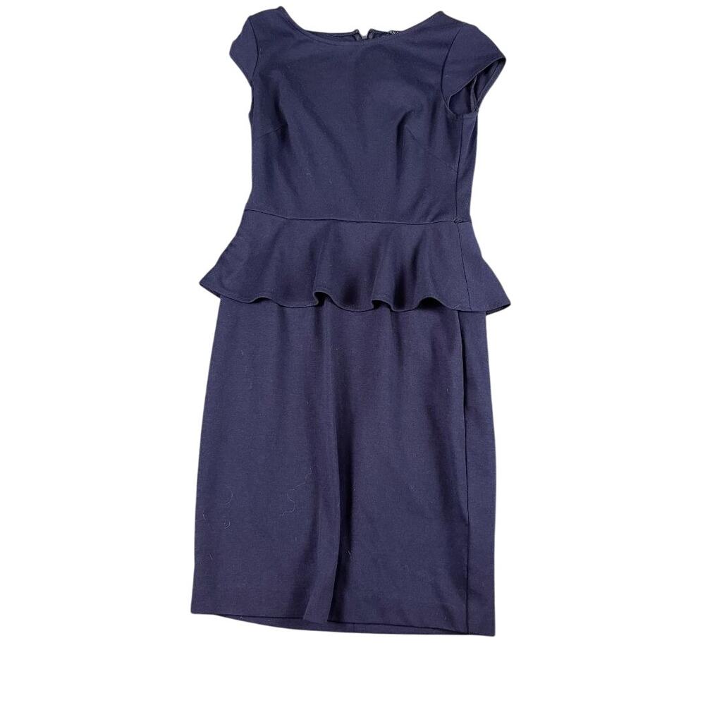 Chaps Women's Navy Blue Peplum Dress Size 4 Sleeveless Professional *